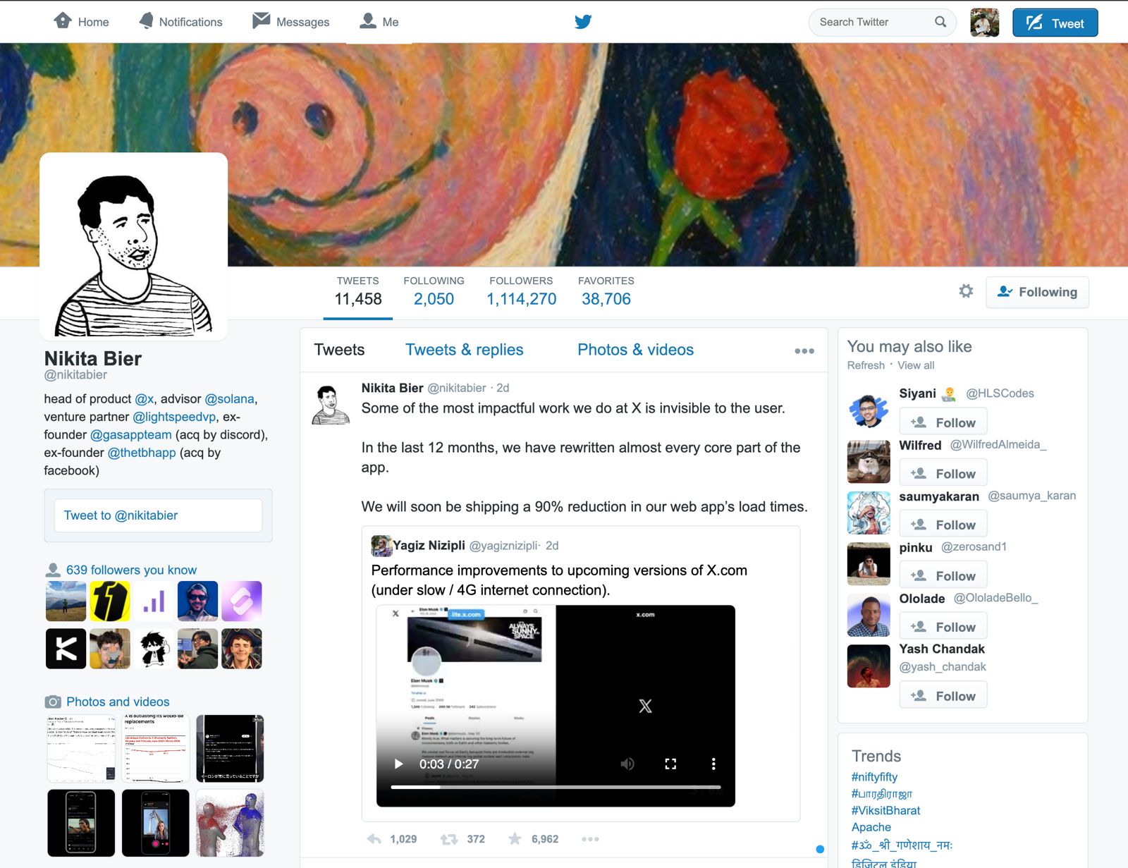 nikita bier's twitter rendered as twitter 2006